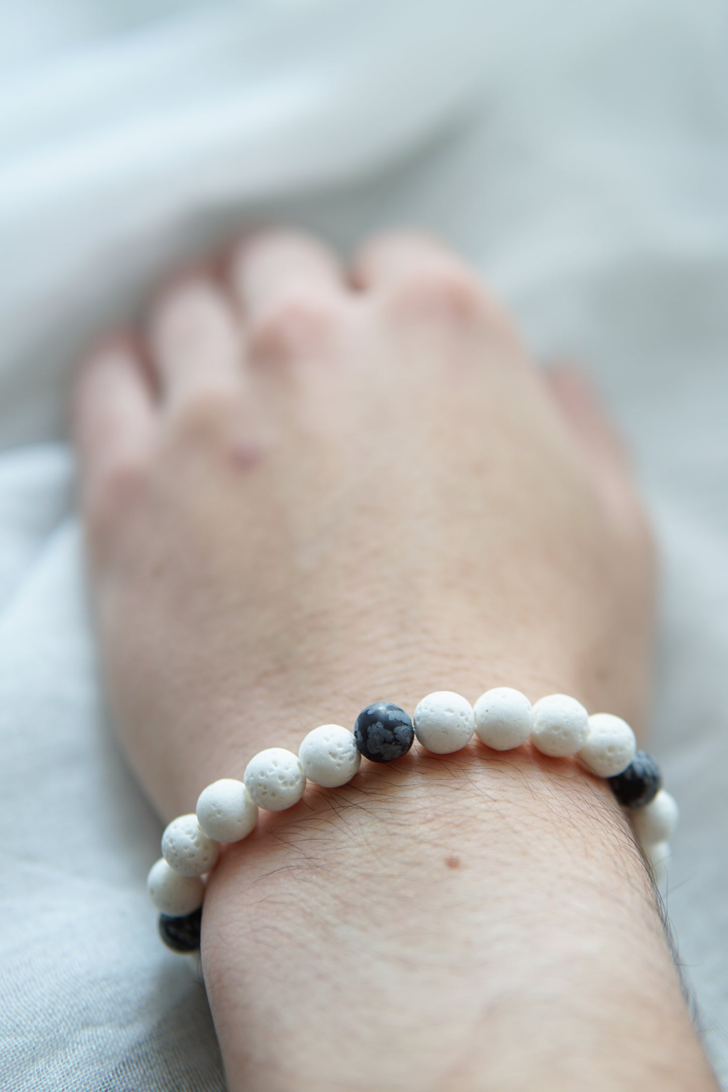 Armband Obsidian Lava Weiss