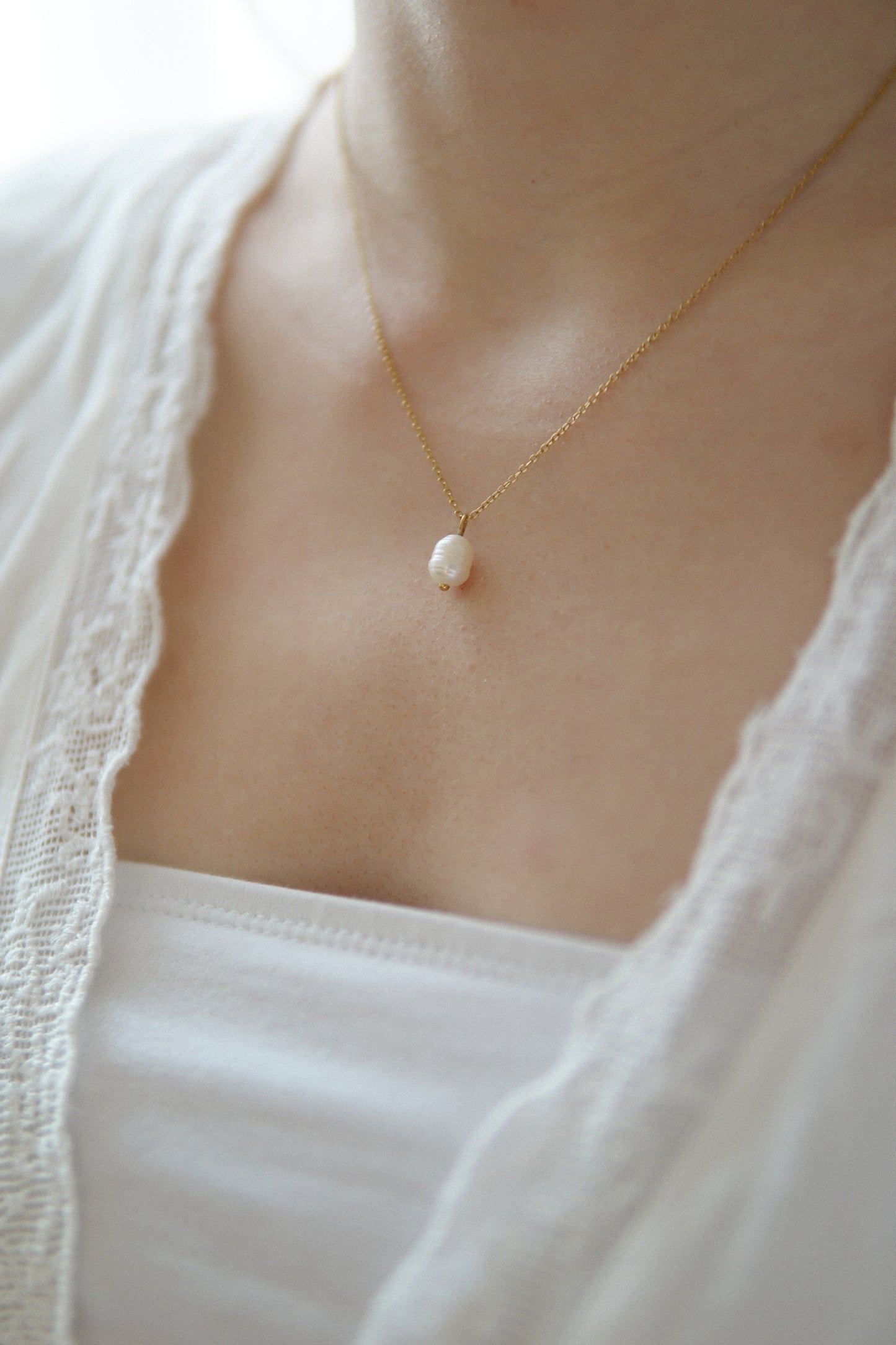 Halskette Weisse Perle