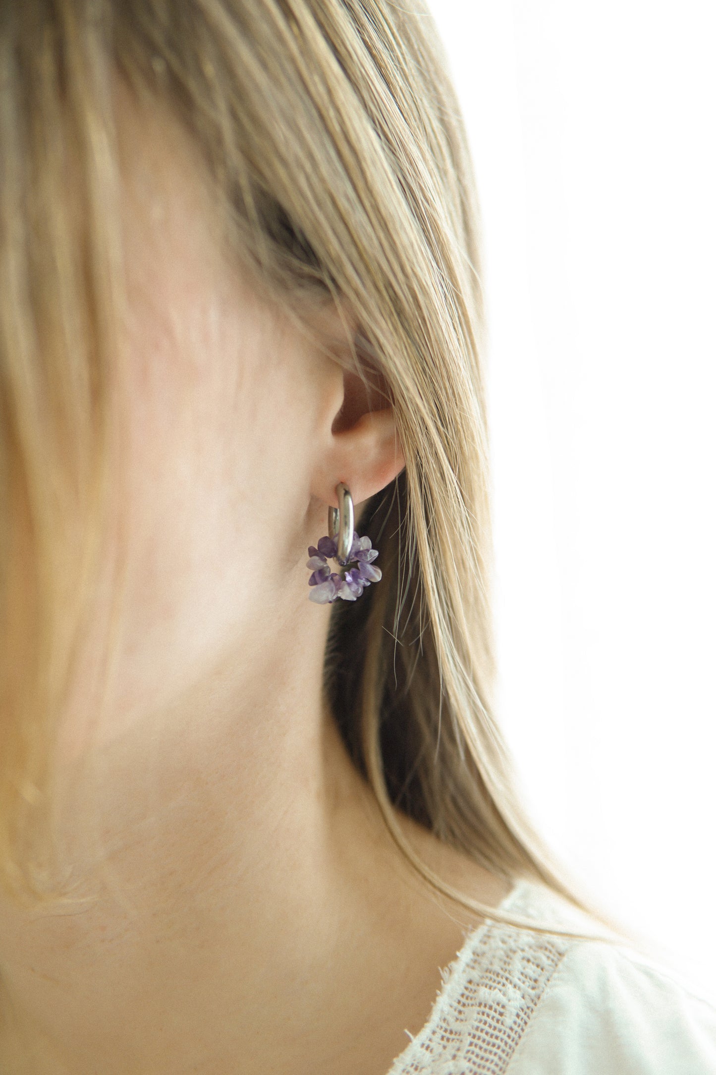 Creolen Amethyst Circle Silber