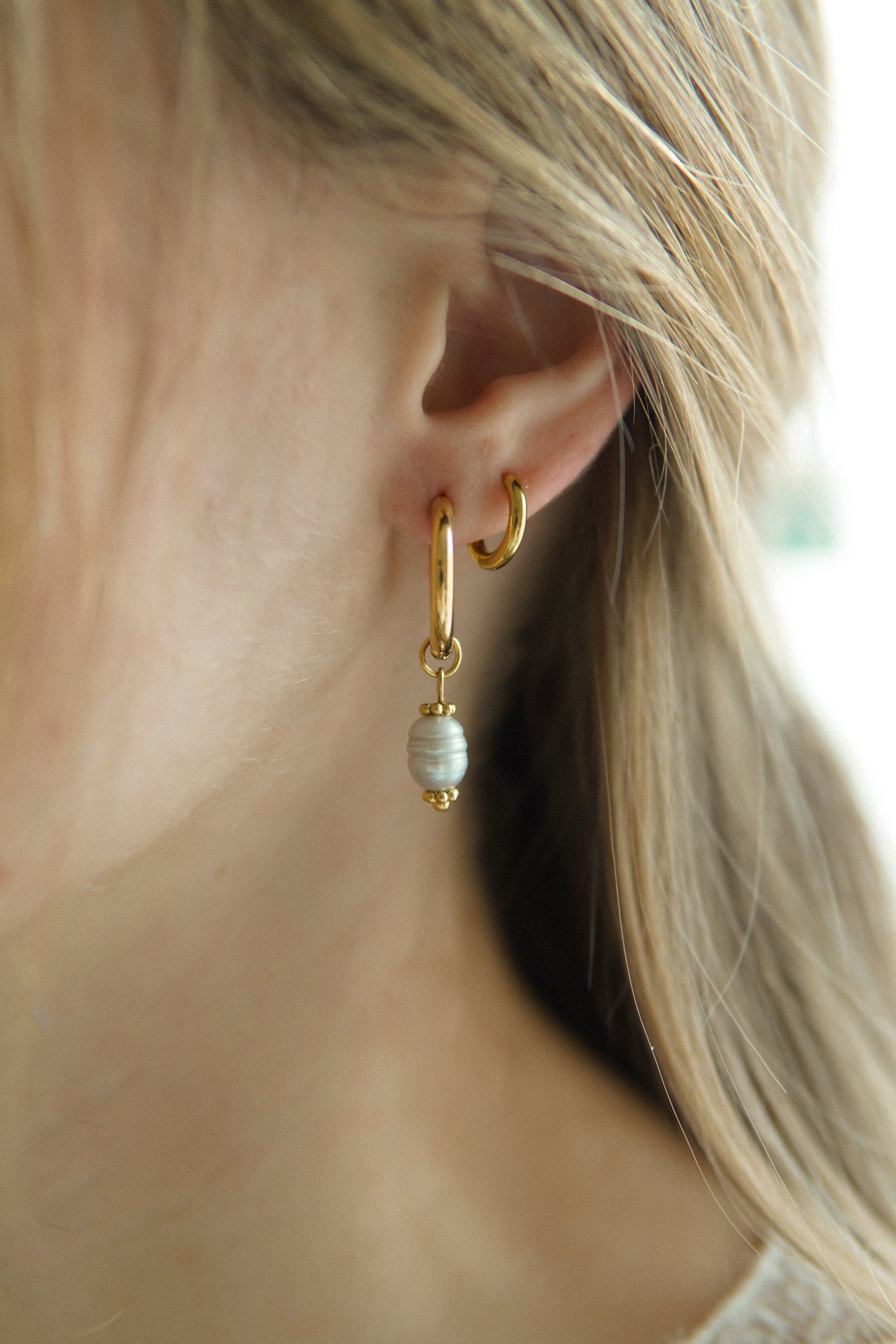 Creolen Perlenflora Süsswasserperle Silber