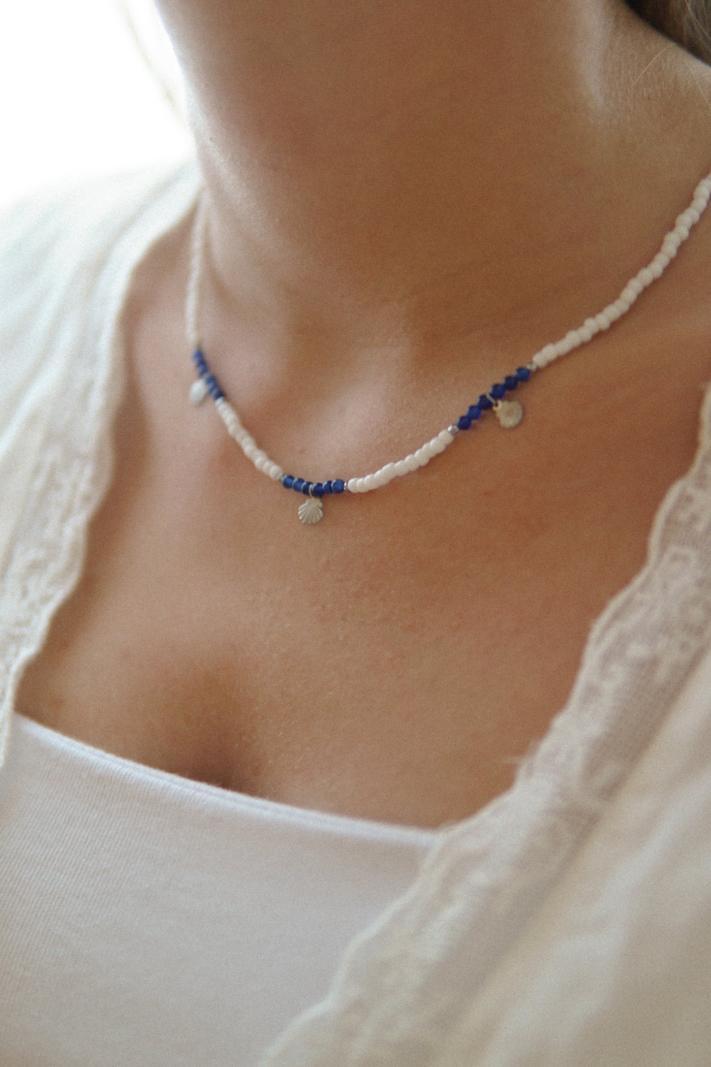 Halskette Blue Shell in Silber
