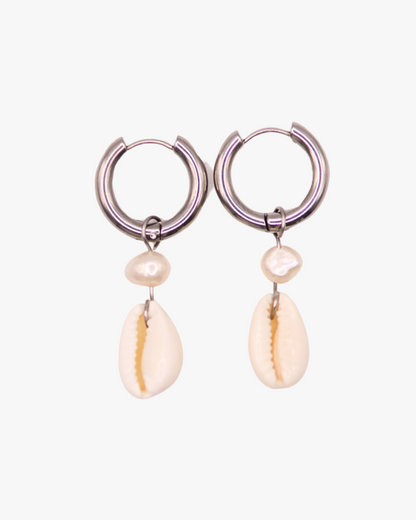 Creolen Pearl Cowrie in Silber