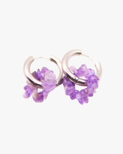 Creolen Amethyst Circle Silber