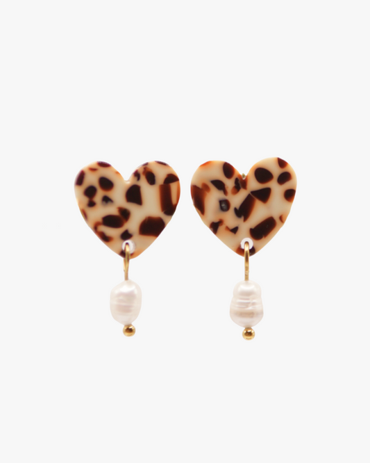 Ohrstecker Herz in Terrazzo Beige