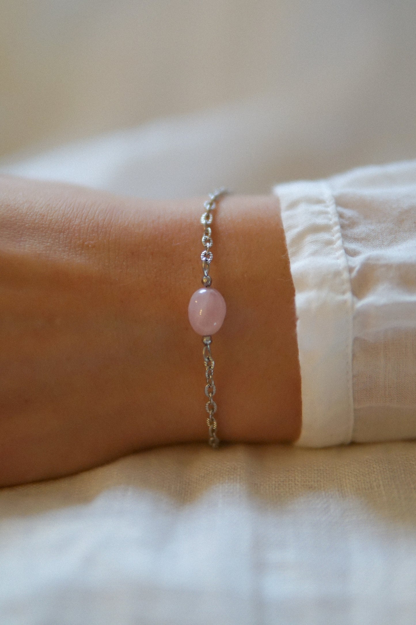Armband Serenity Rosenquarz Silber