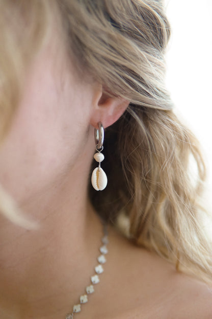 Creolen Pearl Cowrie in Silber