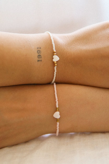 Armband Heart of Shell White Silber