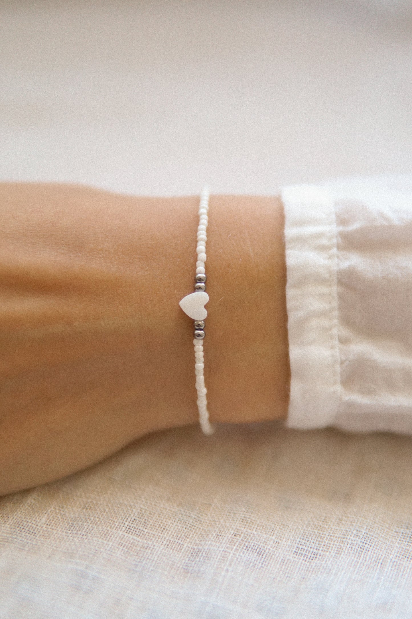 Armband Heart of Shell White Silber