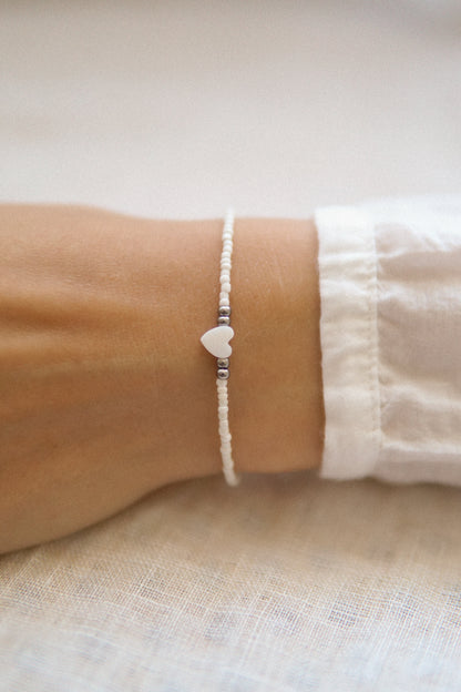 Armband Heart of Shell White Silber