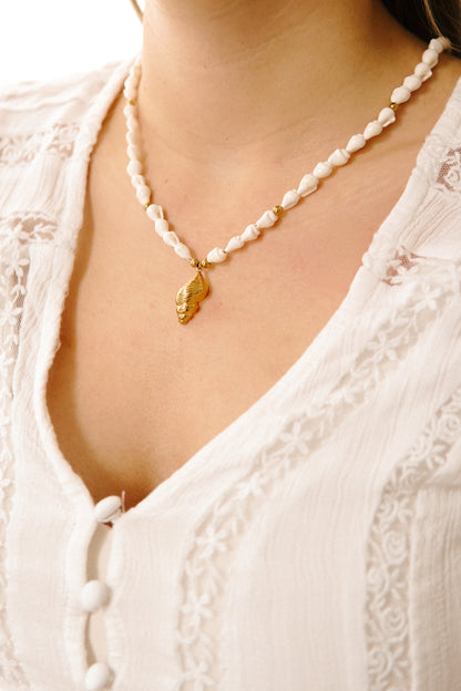 Halskette Golden White Shell