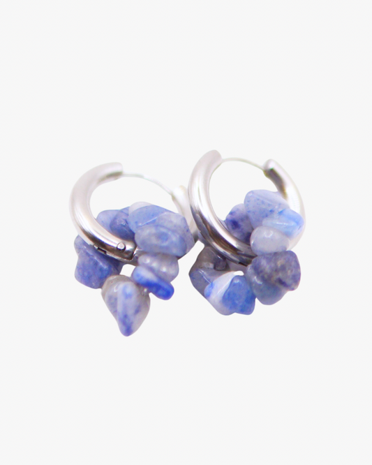 Creolen Aventurin Blau Circle Silber