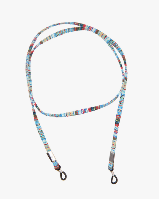 Brillenkette Ethno Blau in Silber