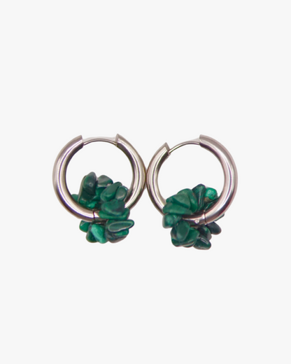 Creolen Malachit Circle in Silber