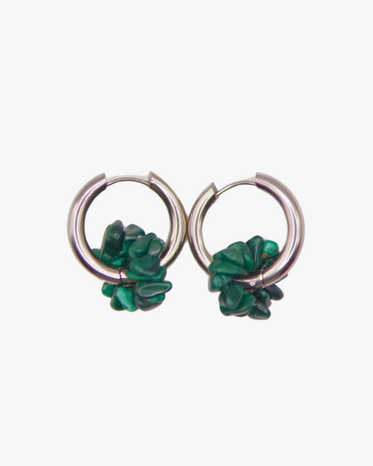 Creolen Malachit Circle in Silber