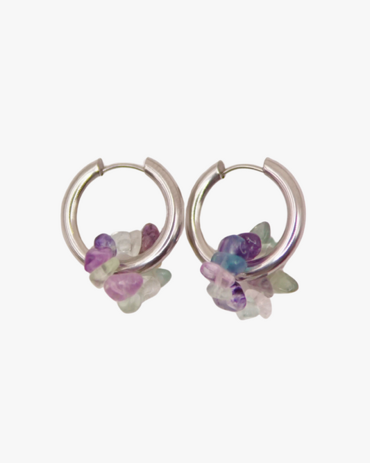 Creolen Fluorit Circle in Silber