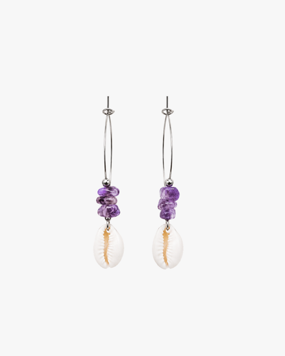 Creolen Amethyst Cowrie in Silber