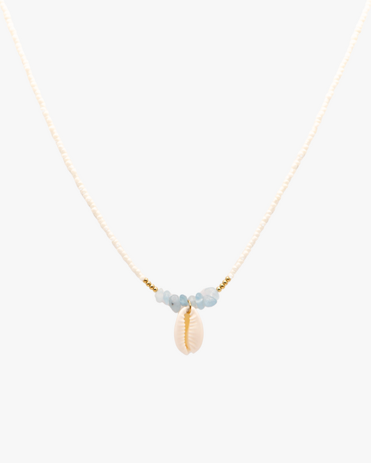 Halskette Aquamarin Cowrie