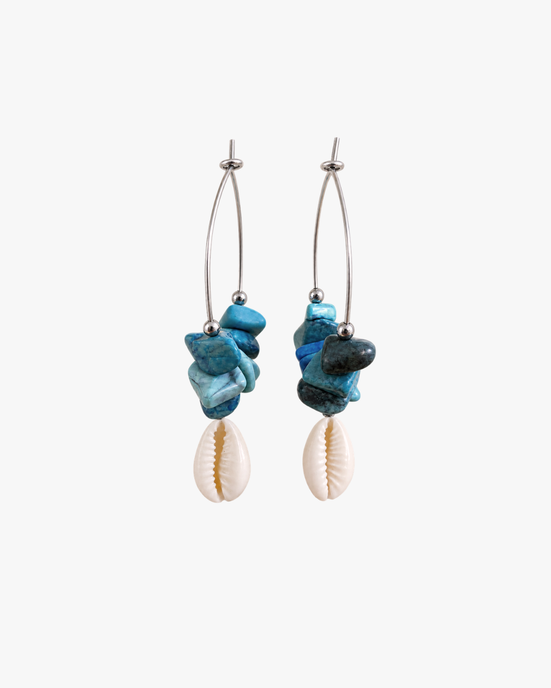 Creolen Amazonit Cowrie in Silber