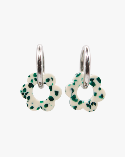 Creolen Floralia Terrazzo Green in Silber
